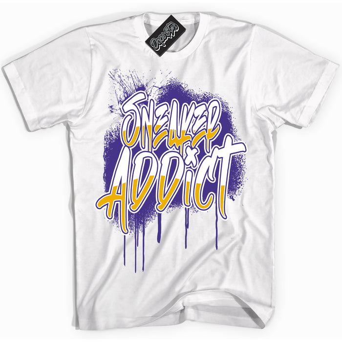Cool White Shirt with “Sneaker Addict” design that perfectly matches the Kobe 8 Protro Lakers Home Sneakers.