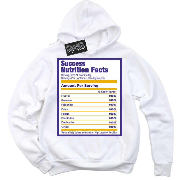 Cool White Hoodie with “Success Nutrition” design that Perfectly Matches Kobe 8 Protro Lakers Home Sneakers.