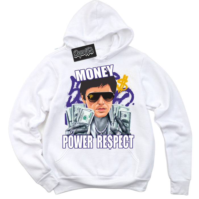 Cool White Hoodie with “Tony Montana” design that Perfectly Matches Kobe 8 Protro Lakers Home Sneakers.