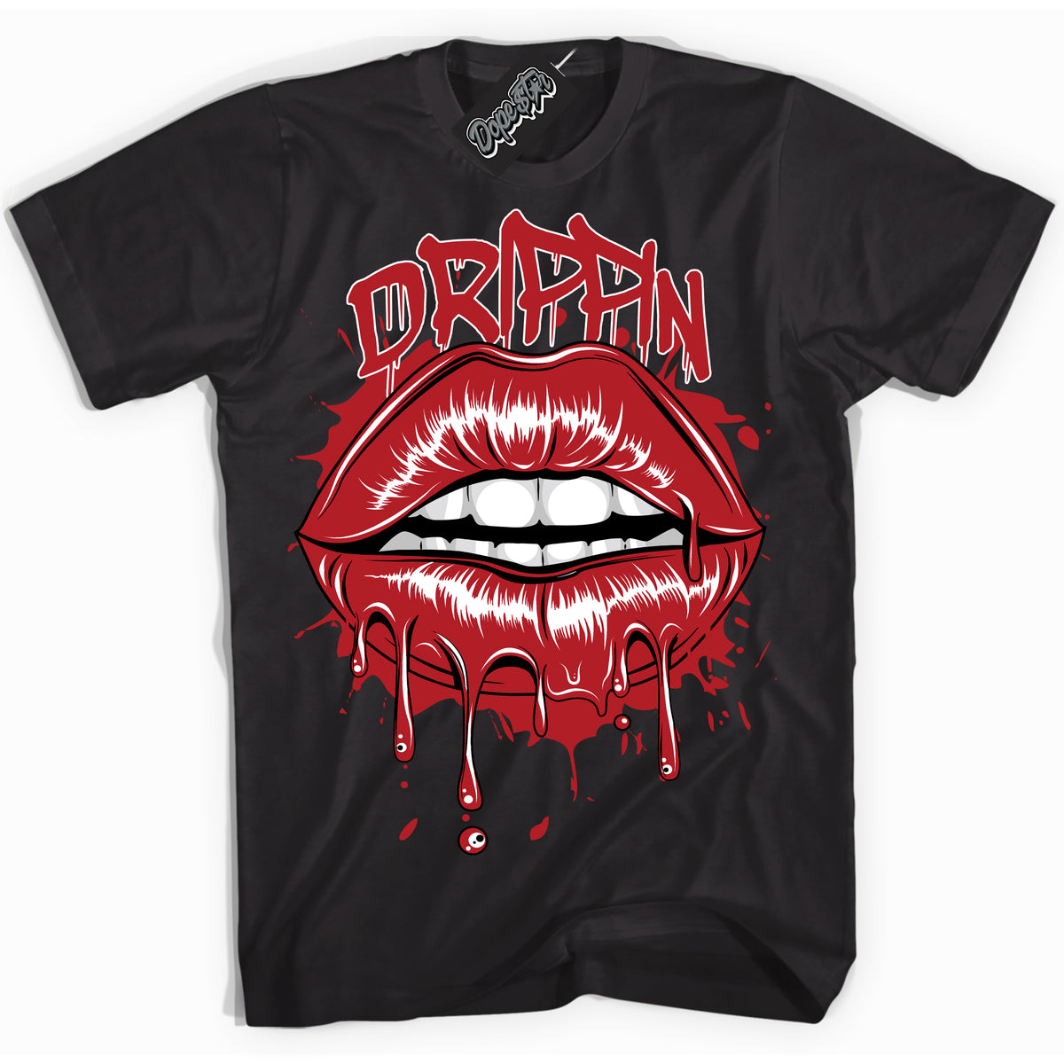 Cool Black Shirt with “ Drippin” design that perfectly matches Pro J Pack Chicago Dunks.