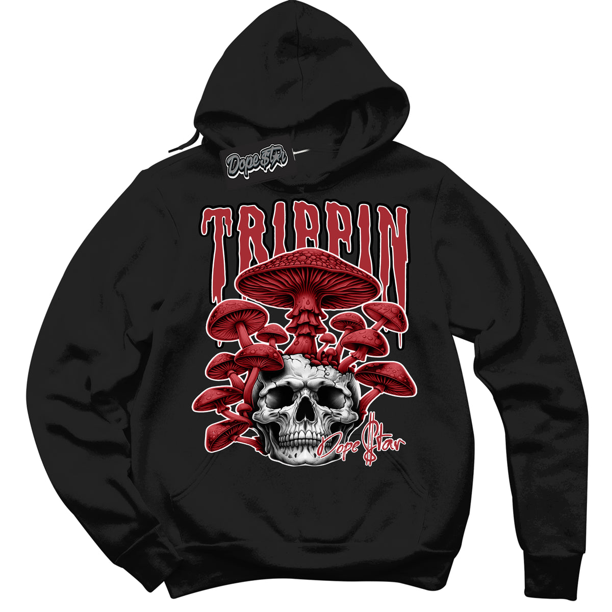 Cool Black Hoodie with “Trippin” design that Perfectly Matches Pro J Pack Chicago Dunk Sneakers.