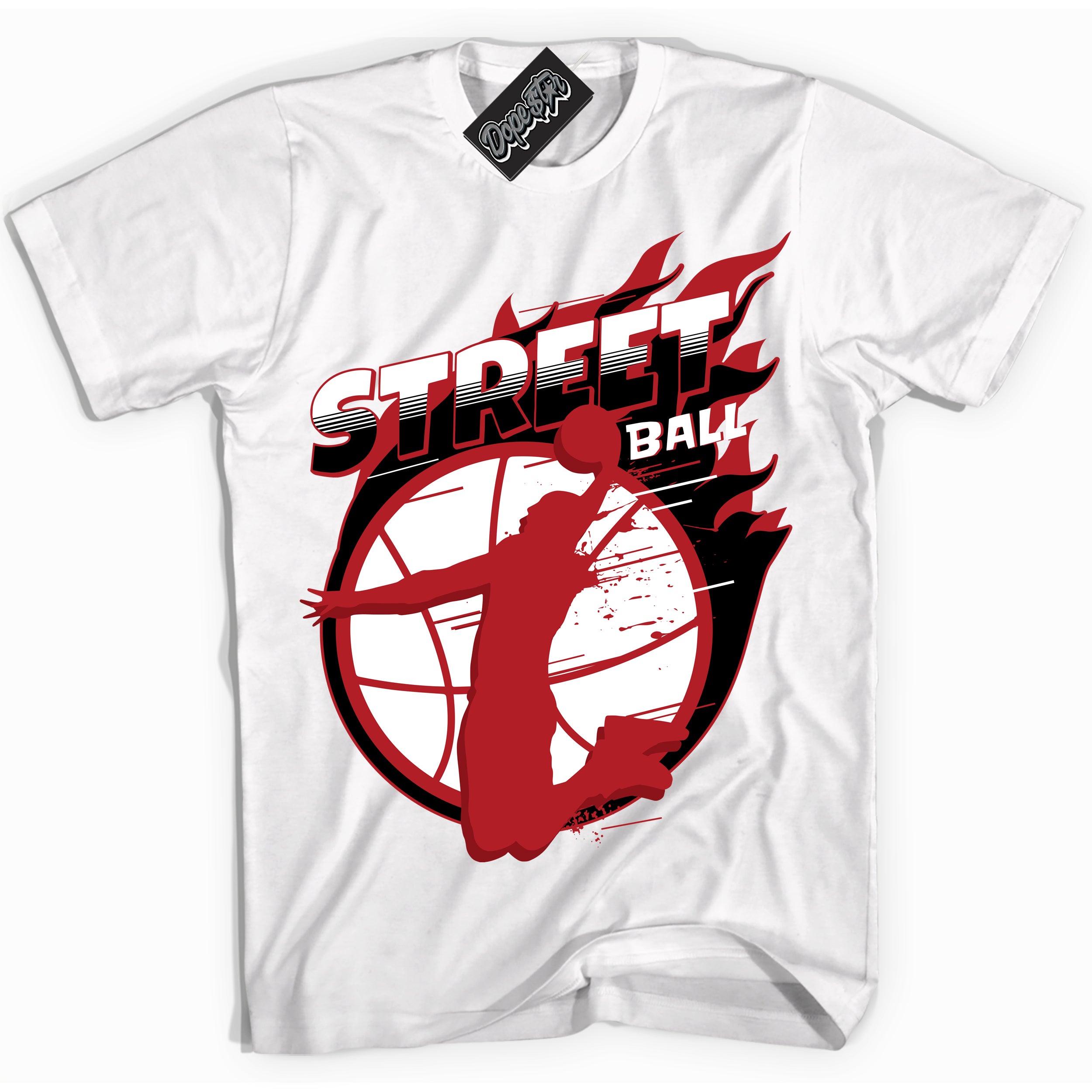 Cool White Shirt with “ Street Ball” design that perfectly matches Pro J Pack Chicago Dunks.