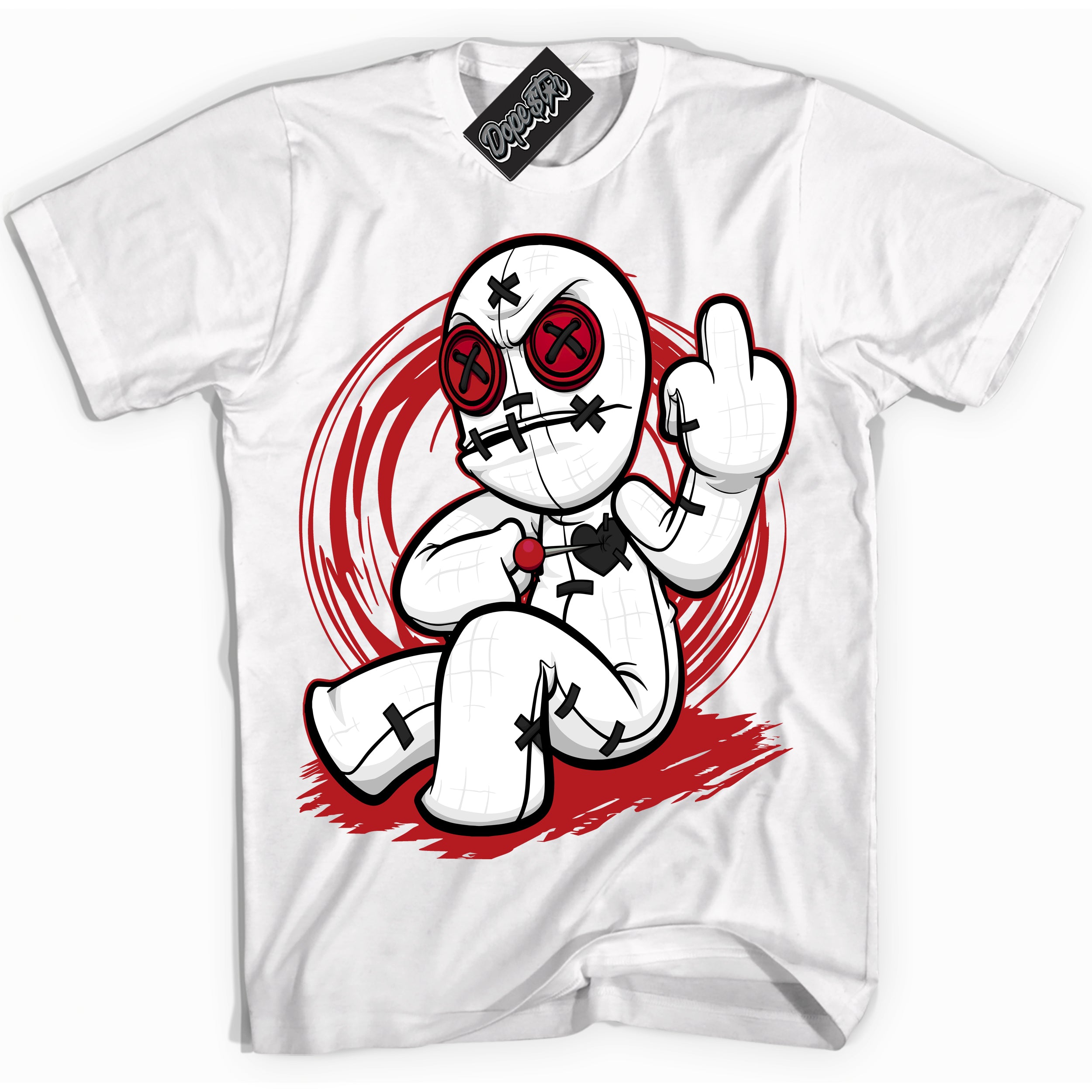 Cool White Shirt with “ VooDoo Doll” design that perfectly matches Pro J Pack Chicago Dunks.