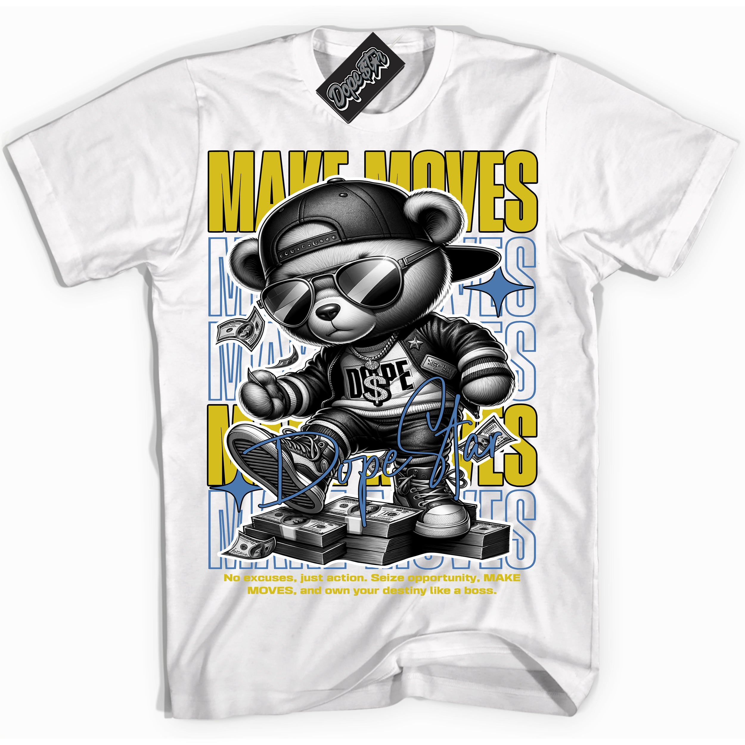 Cool White Shirt with “ Makin Moves” design that perfectly matches Pro X Powerpuff Girls Bubbles Sneakers.