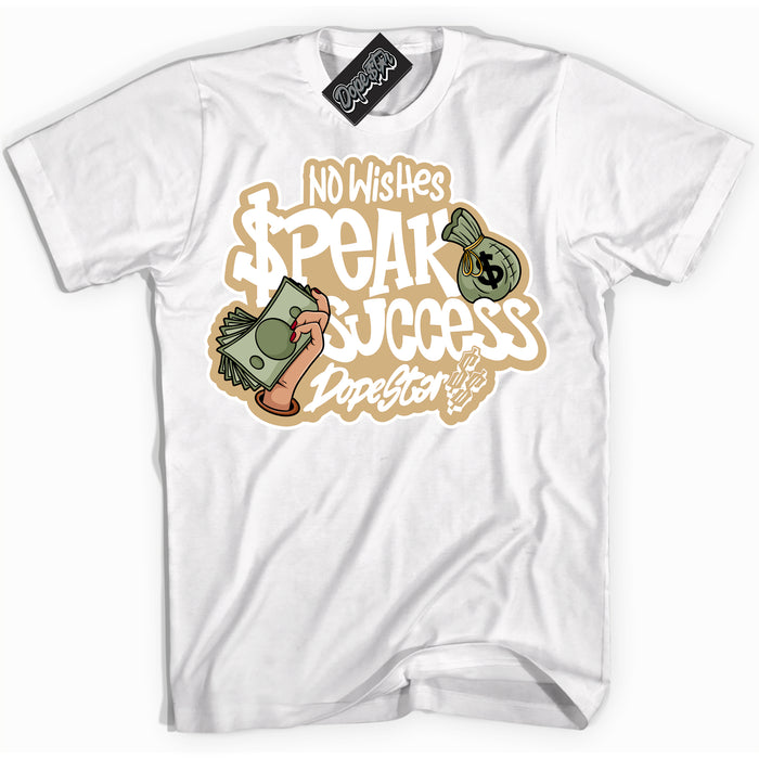 Jordan MVP White Metallic Gold ‘No Wish Speak Success’ – White Streetwear T-Shirt | Sneaker Matching shirt for Jordan MVP White Metallic Gold | Men's and Women's Streetwear Graphic Tee by Sneaker Shirts Outlet.
