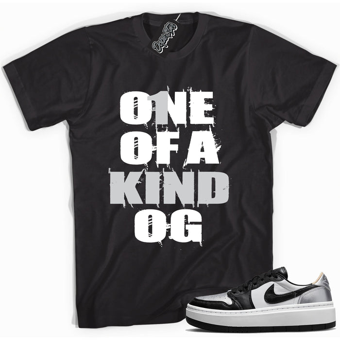 Cool black graphic tee with 'one of a kind' print, that perfectly matches Air Jordan 1 Elevate Low SE Silver Toe sneakers.