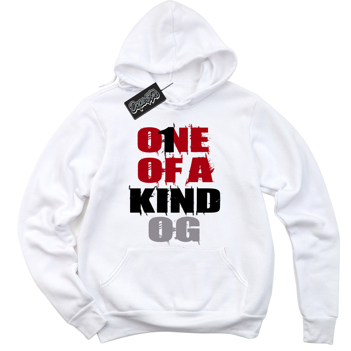 Cool White Hoodie with “ One Of A Kind ”  design that Perfectly Matches Bred Reimagined 4s Sneakers.