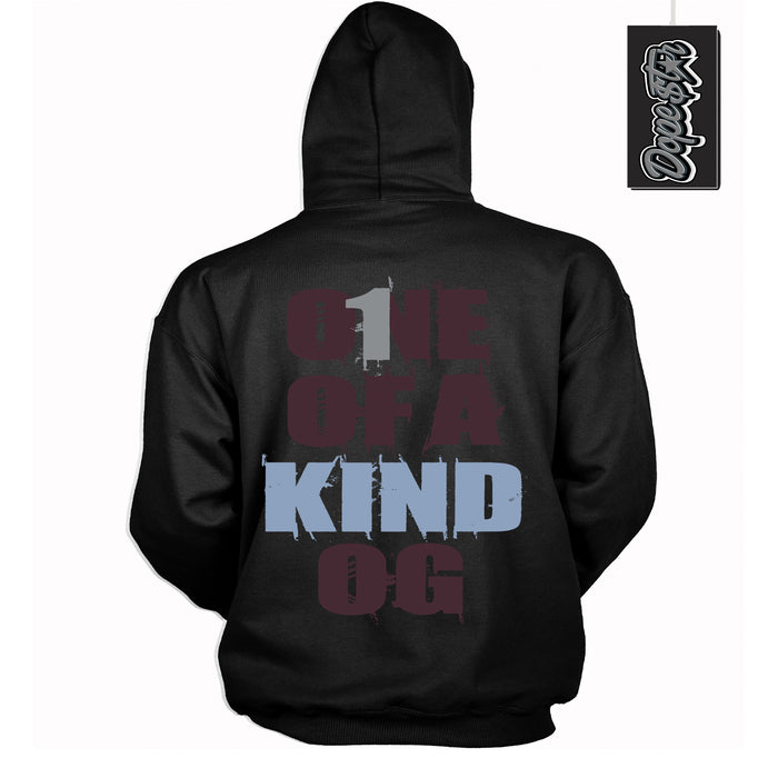 Cool Black Hoodie with “ One Of A Kind ”  design that Perfectly Matches Burgundy 5s Sneakers.