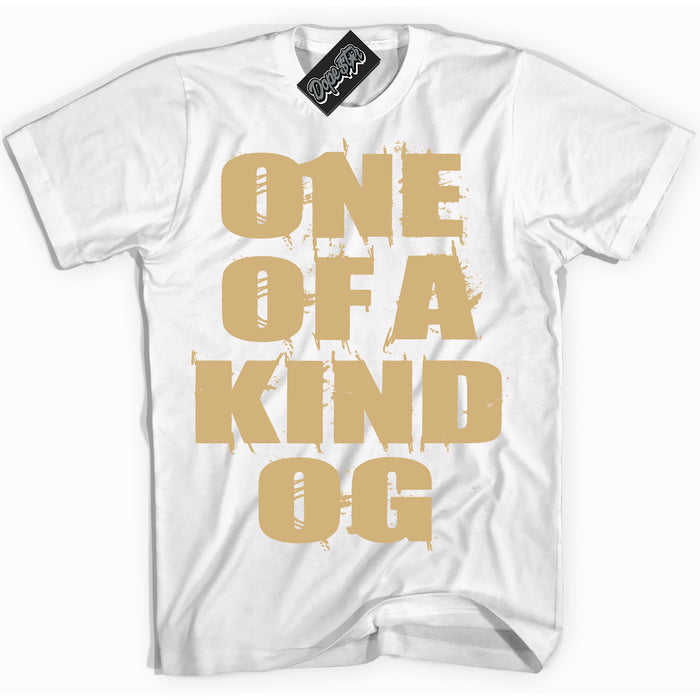 Jordan MVP White Metallic Gold ‘One Of A Kind’ – White Streetwear T-Shirt | Sneaker Matching shirt for Jordan MVP White Metallic Gold | Men's and Women's Streetwear Graphic Tee by Sneaker Shirts Outlet.
