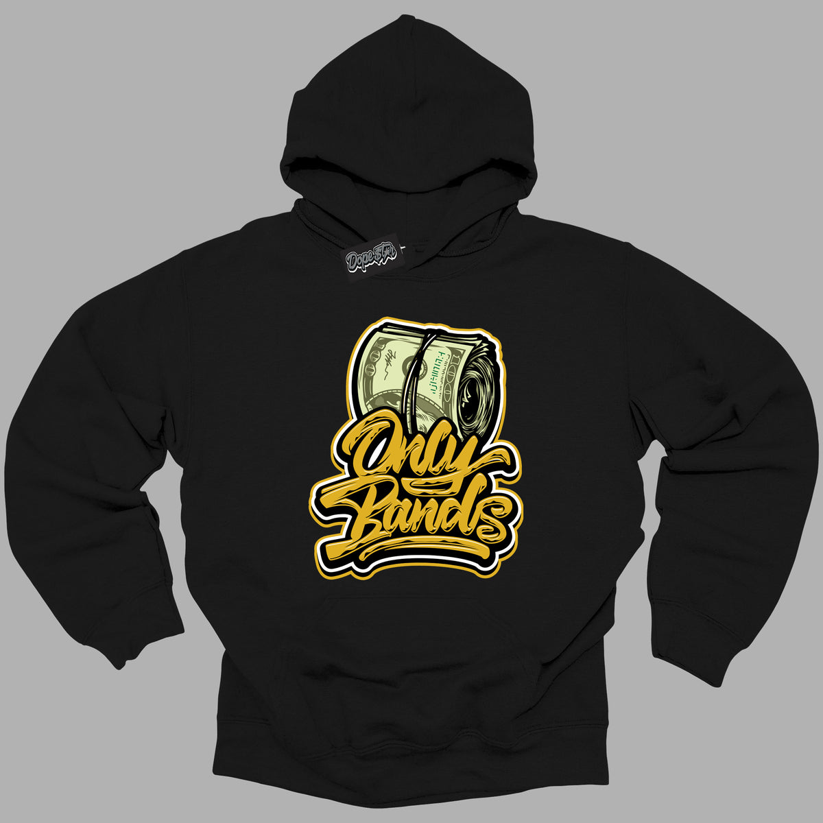 Cool Black Hoodie with “ Only Bands ”  design that Perfectly Matches Yellow Ochre 6s Sneakers.