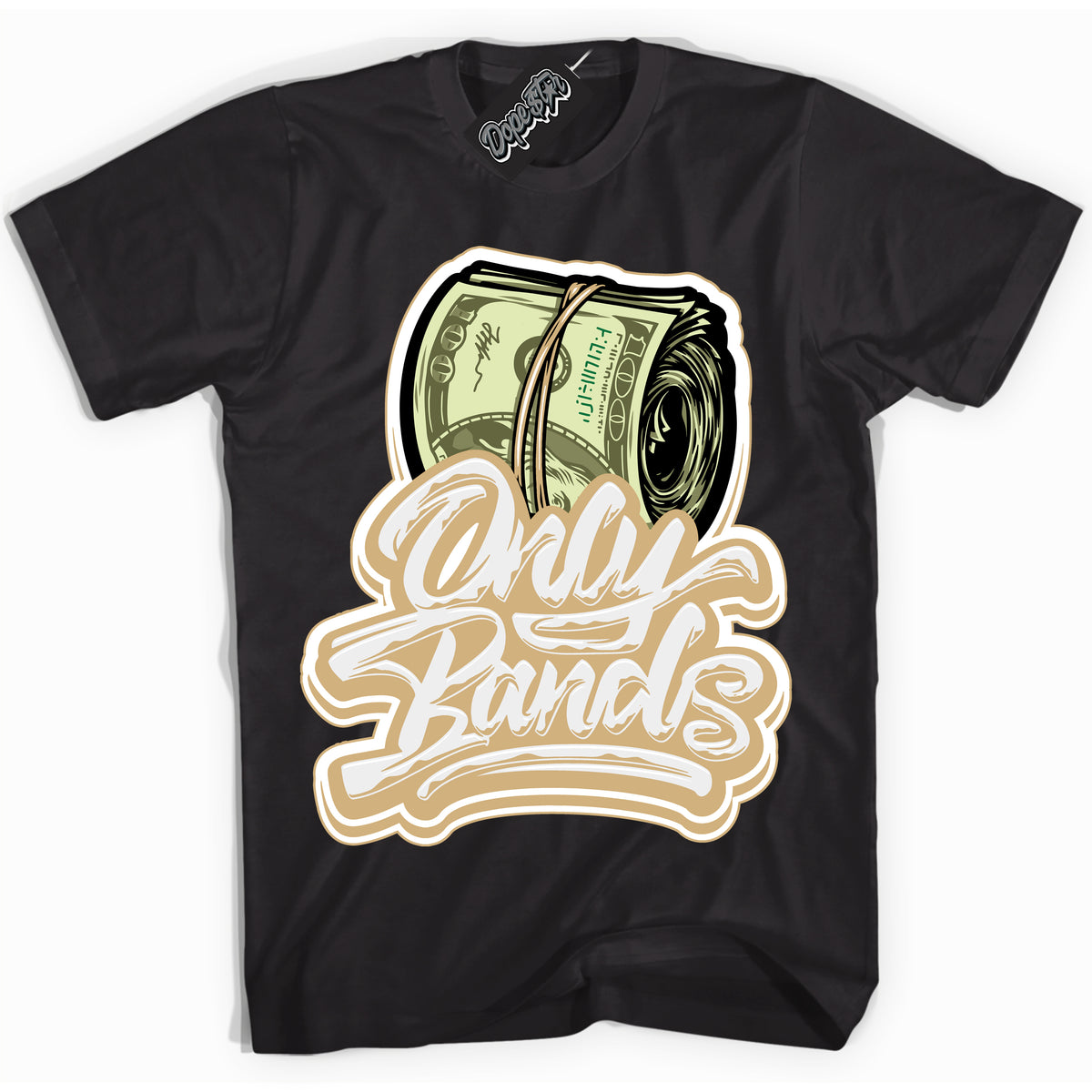 Jordan MVP White Metallic Gold ‘Only Bands’ – Black Streetwear T-Shirt | Sneaker Matching shirt for Jordan MVP White Metallic Gold | Men's and Women's Streetwear Graphic Tee by Sneaker Shirts Outlet.