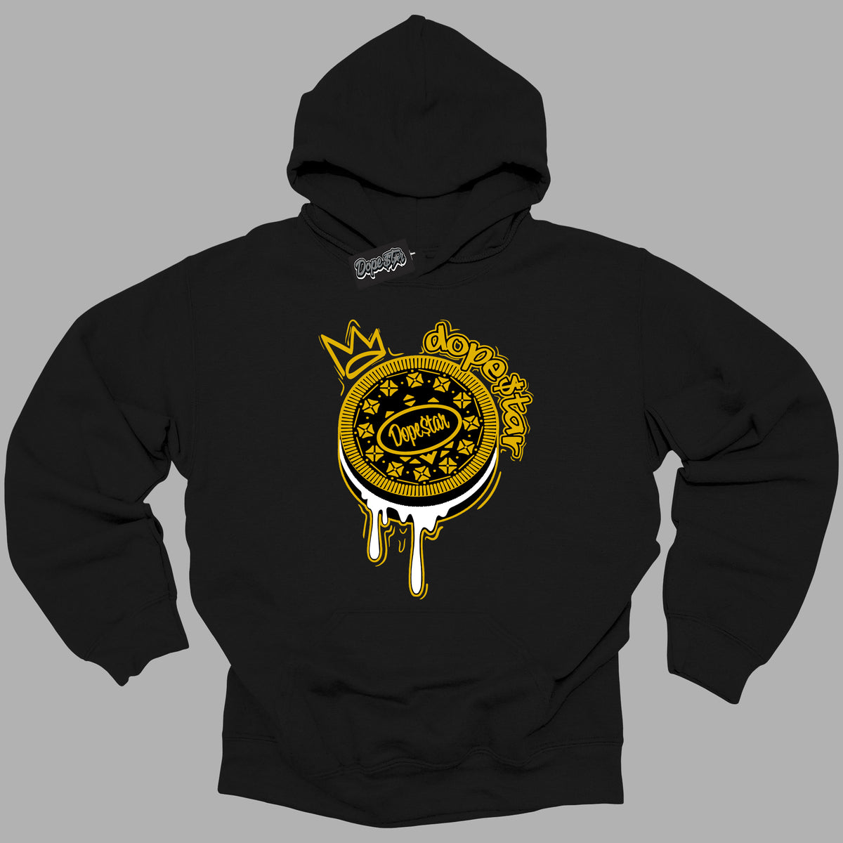Cool Black Hoodie with “ Oreo DS ”  design that Perfectly Matches Yellow Ochre 6s Sneakers.