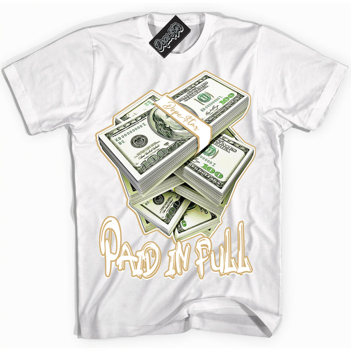 Jordan MVP White Metallic Gold ‘Paid In Full’ – White Streetwear T-Shirt | Sneaker Matching shirt for Jordan MVP White Metallic Gold | Men's and Women's Streetwear Graphic Tee by Sneaker Shirts Outlet.
