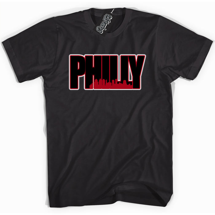 Cool Black Shirt with “ Philly” design that perfectly matches Bred Reimagined 4s Jordans.