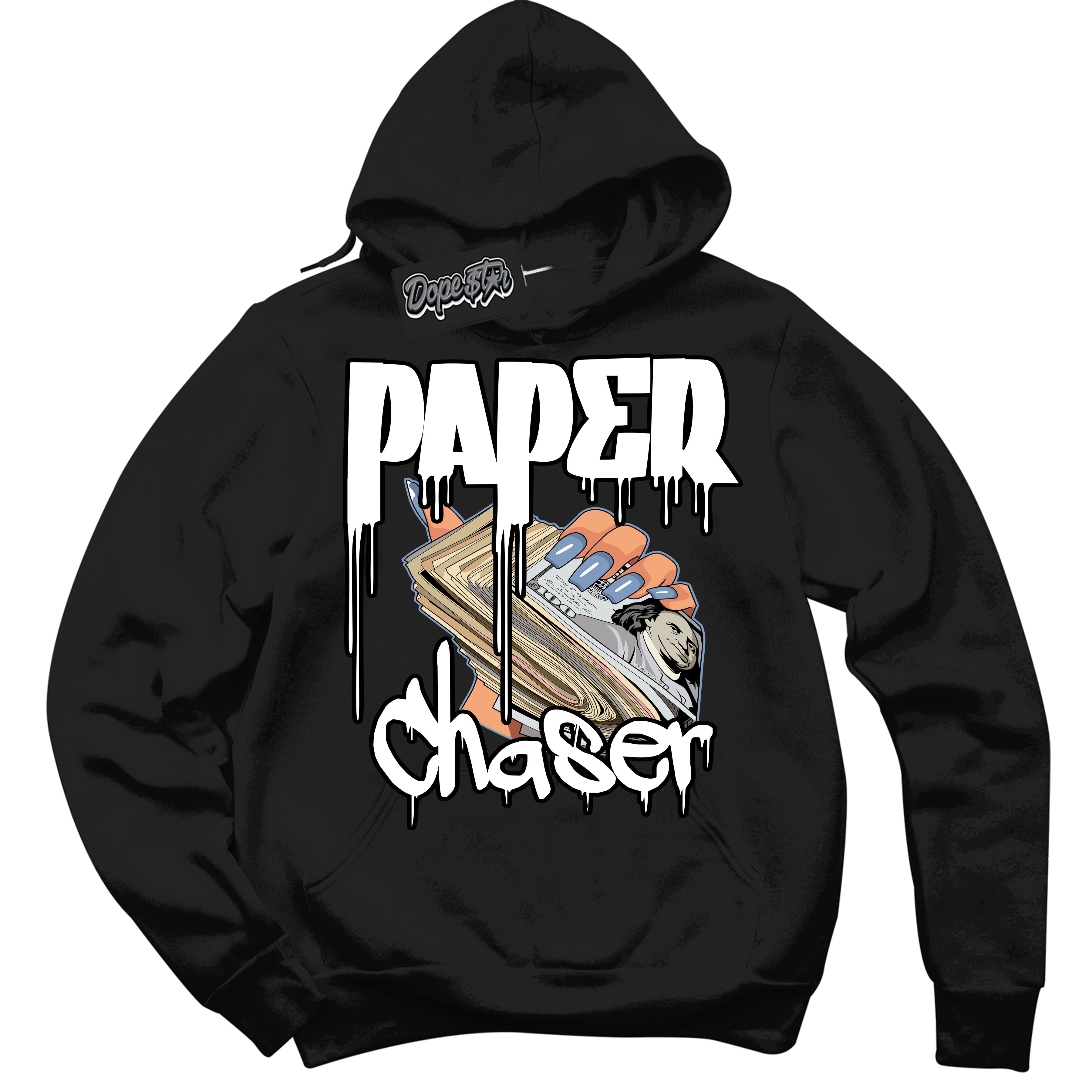 Cool Black Hoodie with “ Paper Chaser ”  design that Perfectly Matches Reverse Oreo 6s Sneakers.