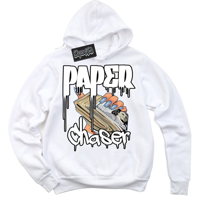 Cool White Hoodie with “ Paper Chaser ”  design that Perfectly Matches Reverse Oreo 6s Sneakers.