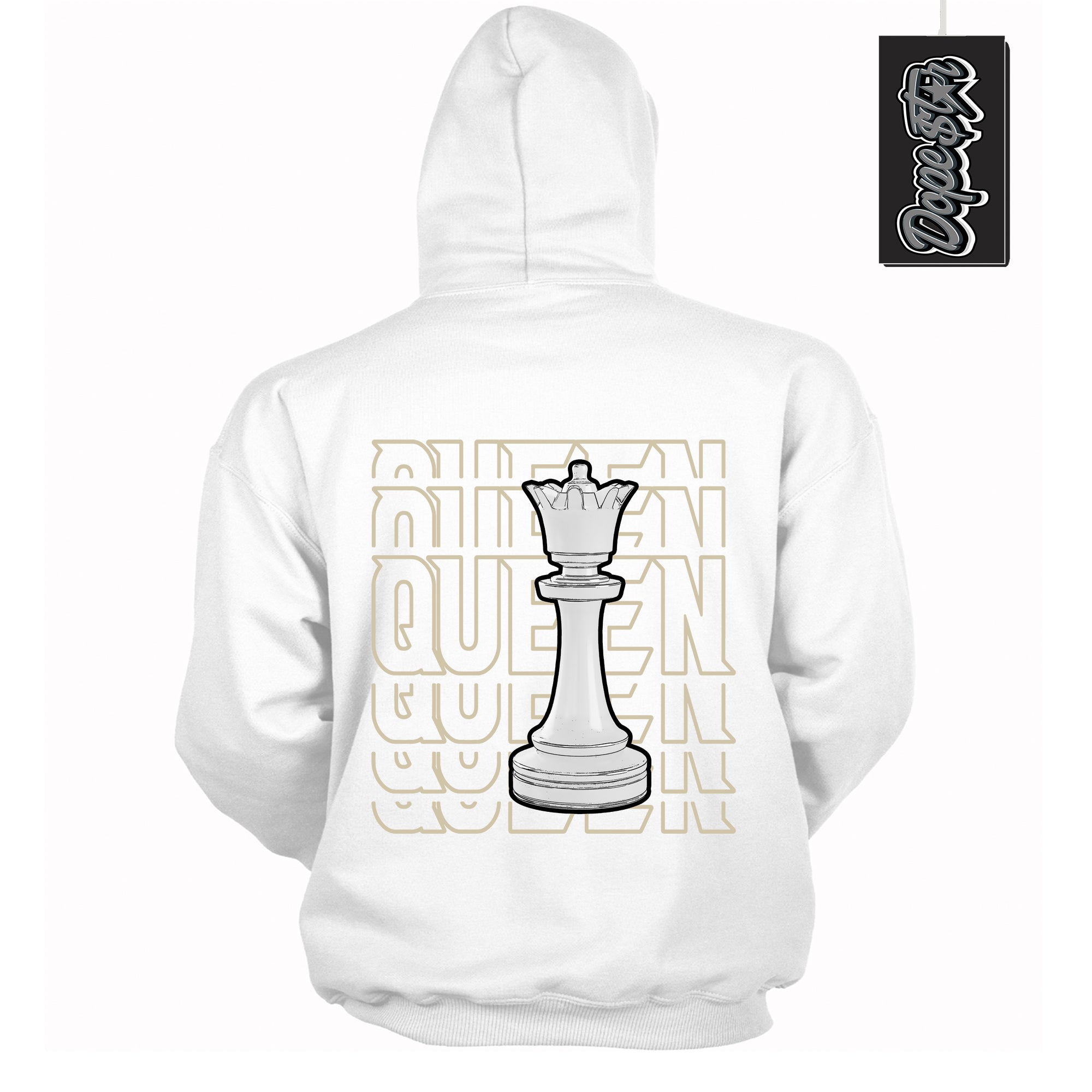 Cool White Hoodie with “ Queen Chess ”  design that Perfectly Matches Gratitude 11s Sneakers.