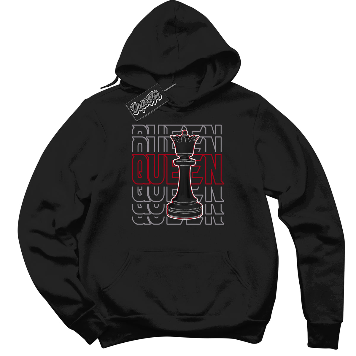 Cool Black Hoodie with “ Queen Chess ”  design that Perfectly Matches  Bred Reimagined 4s Jordans.