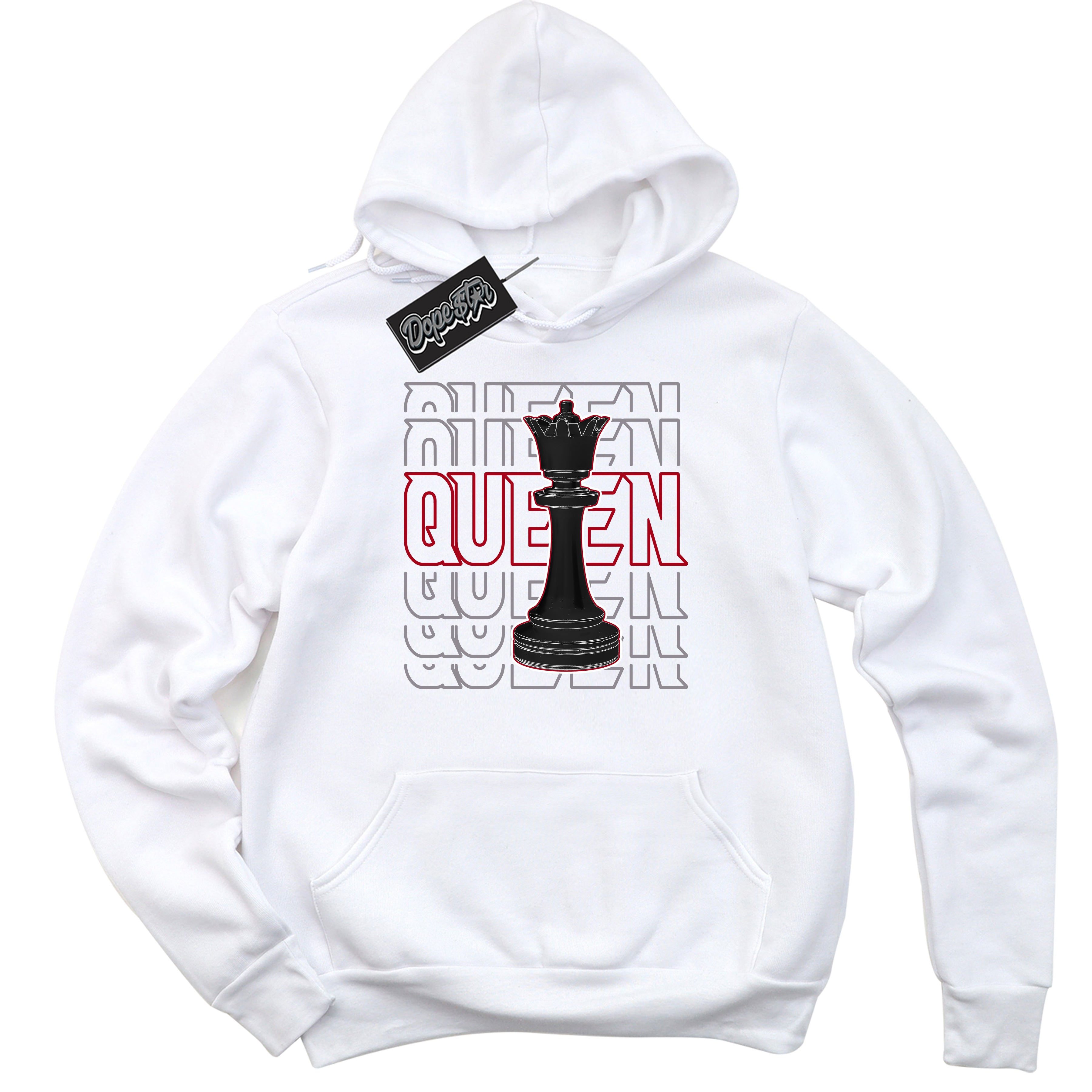 Cool White Hoodie with “ Queen Chess ”  design that Perfectly Matches Bred Reimagined 4s Jordans.