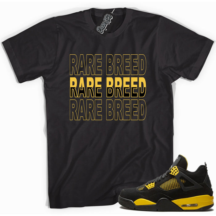 Cool black graphic tee with 'rare breed' print, that perfectly matches  Air Jordan 4 Thunder sneakers