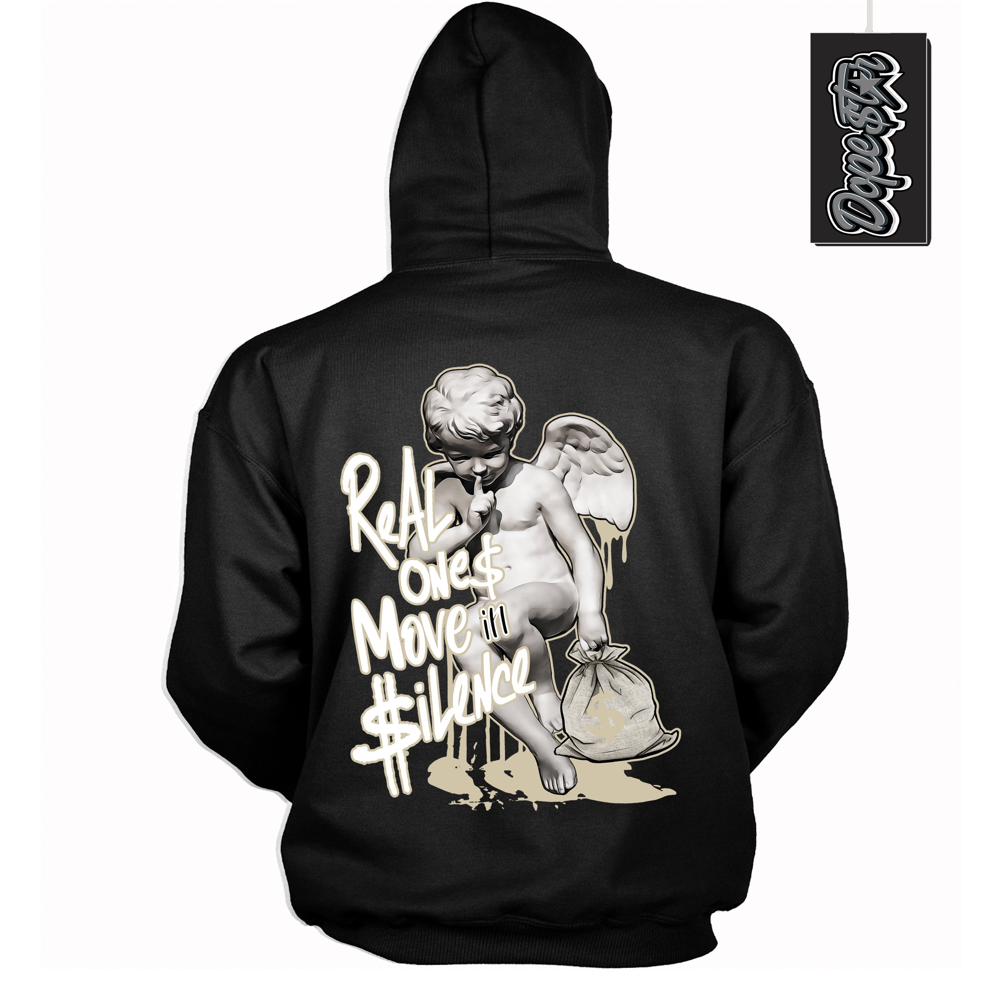 Cool Black Hoodie with “ Real Ones Cherub ”  design that Perfectly Matches  Gratitude 11s Sneakers.