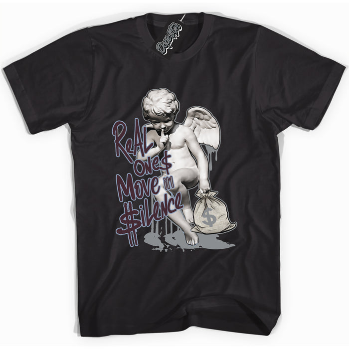 Cool Black Shirt with “ Real Ones Cherub” design that perfectly matches Burgundy 5s Sneakers.