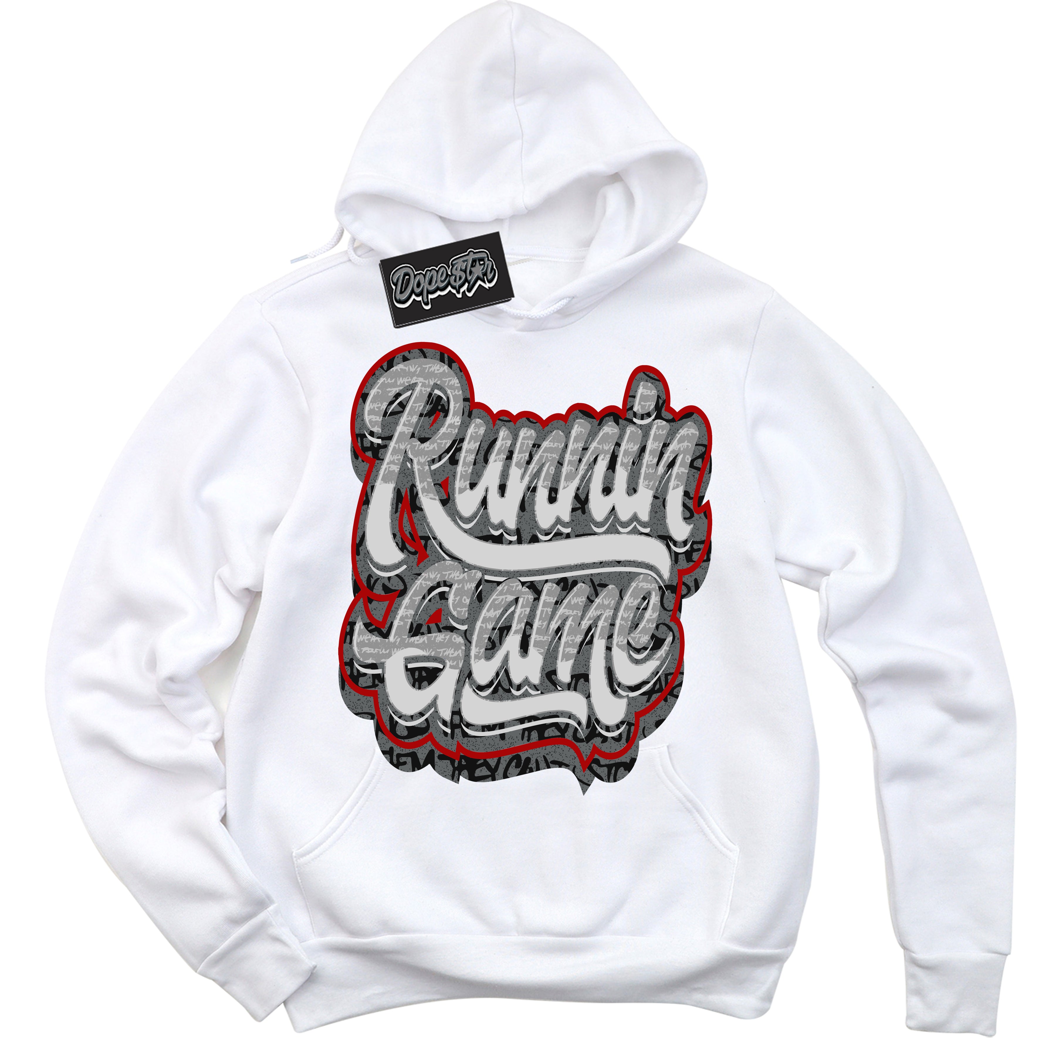 Cool White Hoodie with “ Running Game ”  design that Perfectly Matches Rebellionaire 1s Sneakers.
