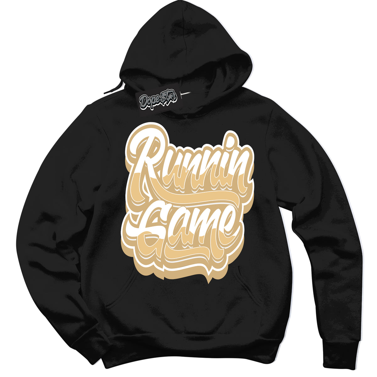 Jordan MVP White Metallic Gold ‘Running Game’ – Black Streetwear Hoodie | Sneaker Matching sweatshirt for Jordan MVP White Metallic Gold | Men's and Women's Streetwear Graphic Hoodie by Sneaker Shirts Outlet
