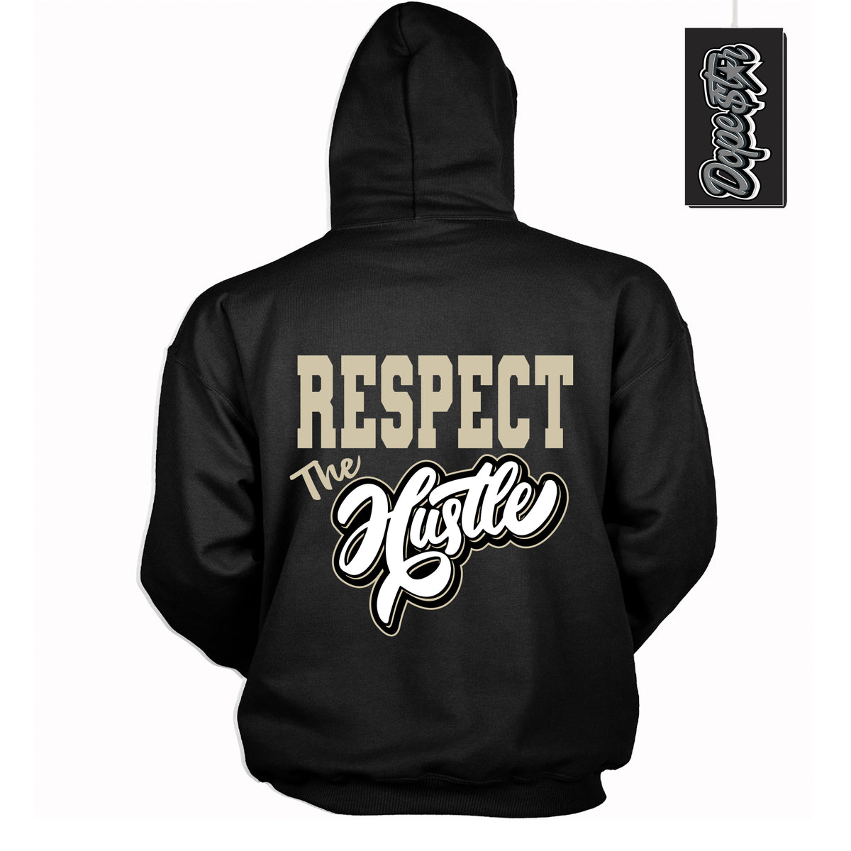 Cool Black Hoodie with “ Respect The Hustle ”  design that Perfectly Matches  Gratitude 11s Sneakers.