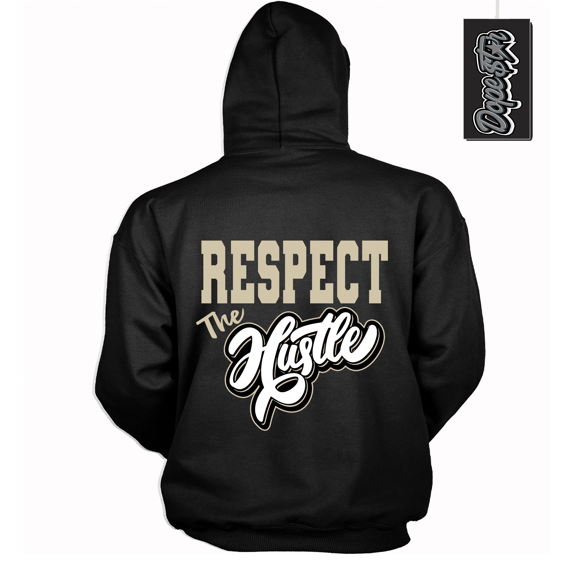 Cool Black Hoodie with “ Respect The Hustle ”  design that Perfectly Matches  Gratitude 11s Sneakers.