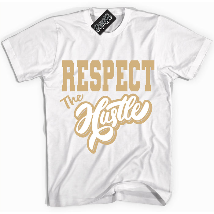 Jordan MVP White Metallic Gold ‘Respect The Hustle’ – White Streetwear T-Shirt | Sneaker Matching shirt for Jordan MVP White Metallic Gold | Men's and Women's Streetwear Graphic Tee by Sneaker Shirts Outlet.
