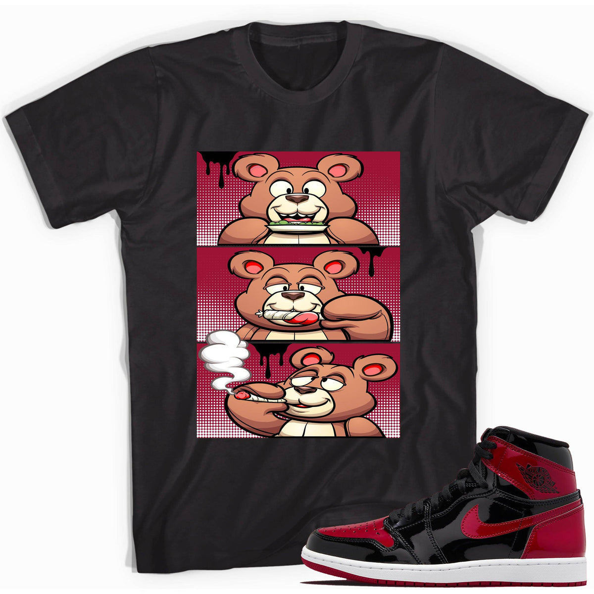 1s Bred Patent Shirt Roll It Lick It Smoke It - Sneaker Shirts Outlet