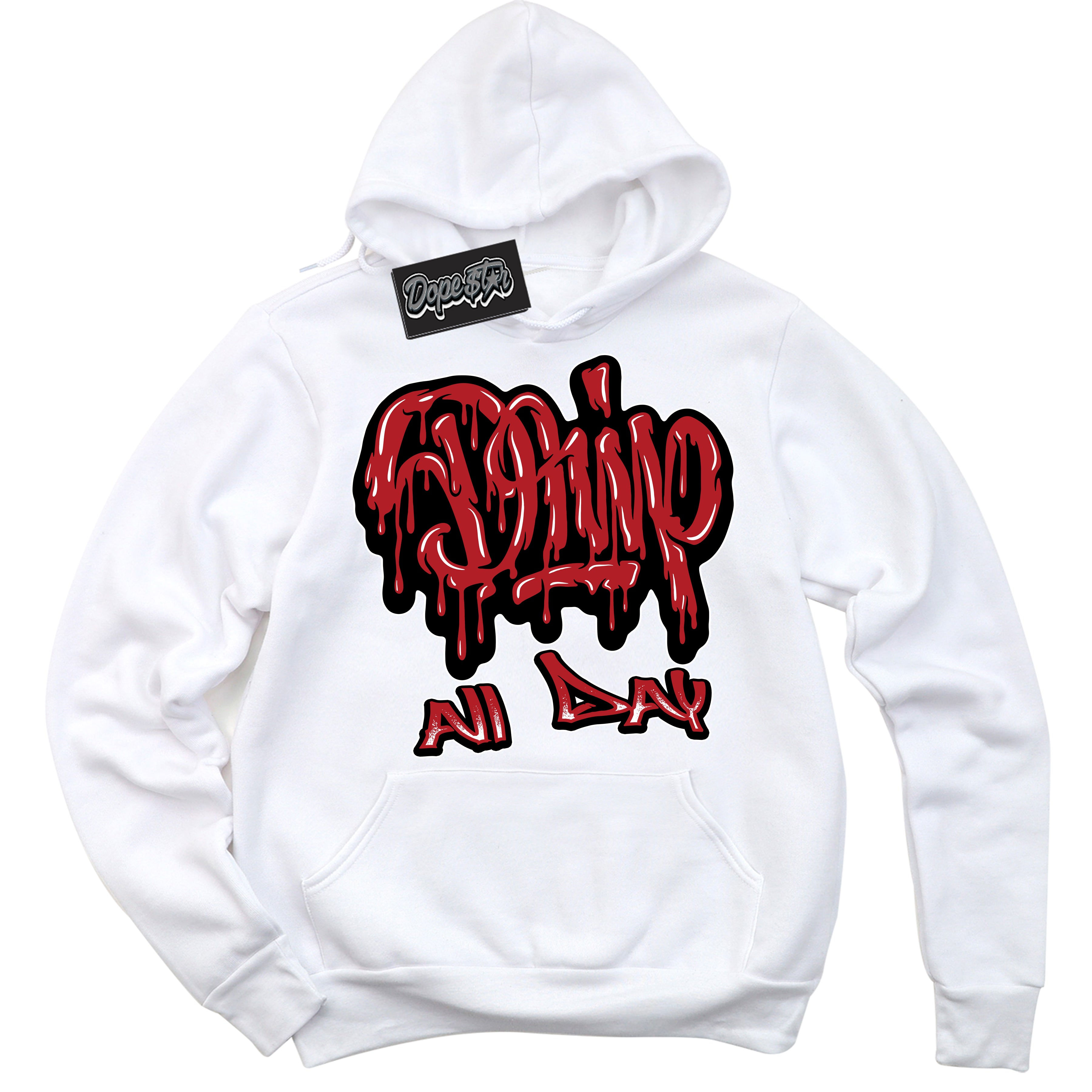 Cool White Hoodie with “ Drip All Day ”  design that Perfectly Matches Pro J Pack Chicago Dunks.