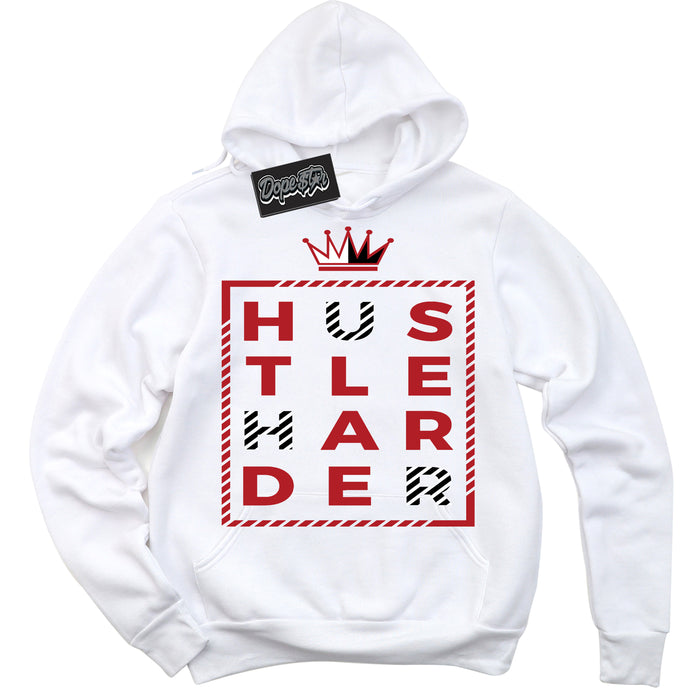 Cool White Hoodie with “ Hustle Harder ”  design that Perfectly Matches Pro J Pack Chicago Dunks.