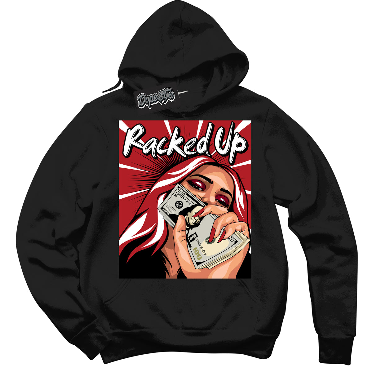 Cool Black Hoodie with “ Racked Up ”  design that Perfectly Matches Pro J Pack Chicago Dunks.