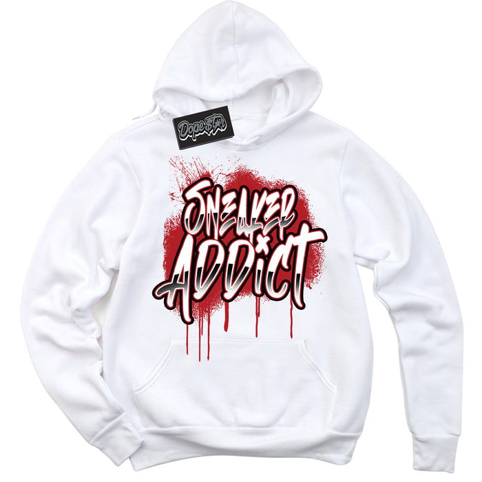 Cool White Hoodie with “ Sneaker Addict ”  design that Perfectly Matches Pro J Pack Chicago Dunks.