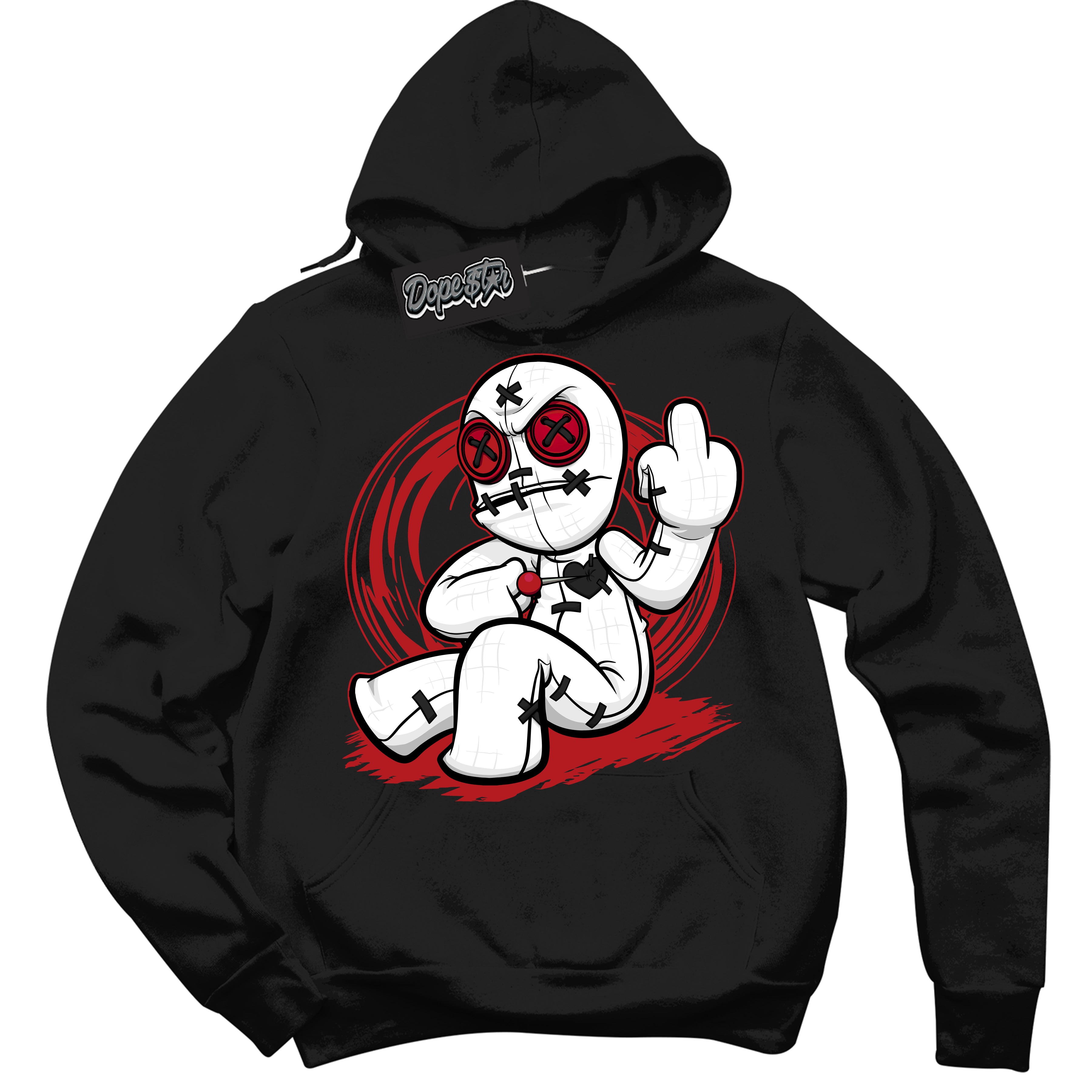 Cool Black Hoodie with “ VooDoo Doll ”  design that Perfectly Matches Pro J Pack Chicago Dunks.