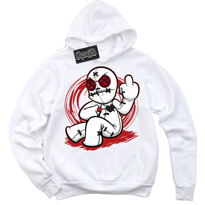 Cool White Hoodie with “ VooDoo Doll ”  design that Perfectly Matches Pro J Pack Chicago Dunks.