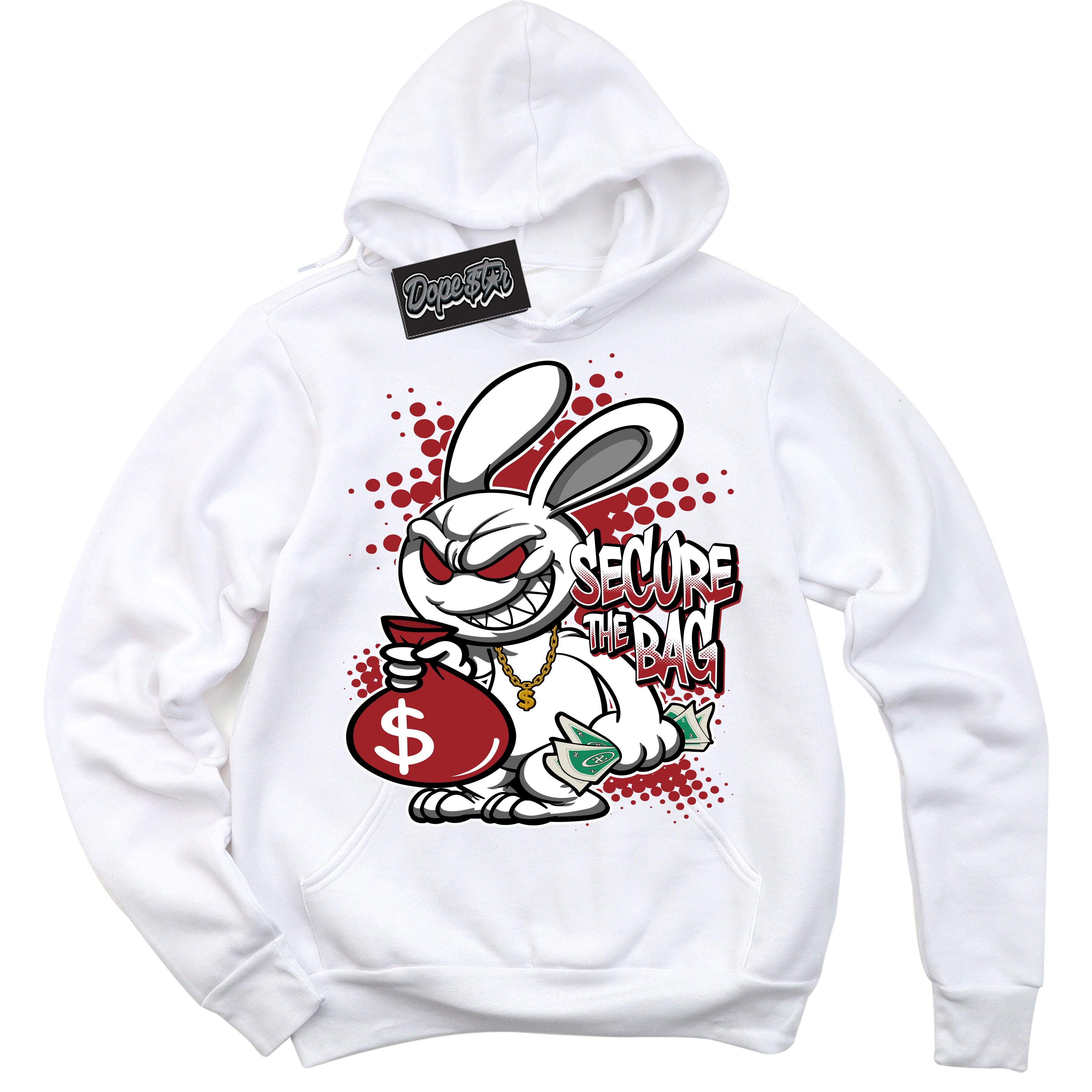 Cool White Hoodie With “ Secure The Bag “  Design That Perfectly Matches Lost And Found 1s Sneakers.