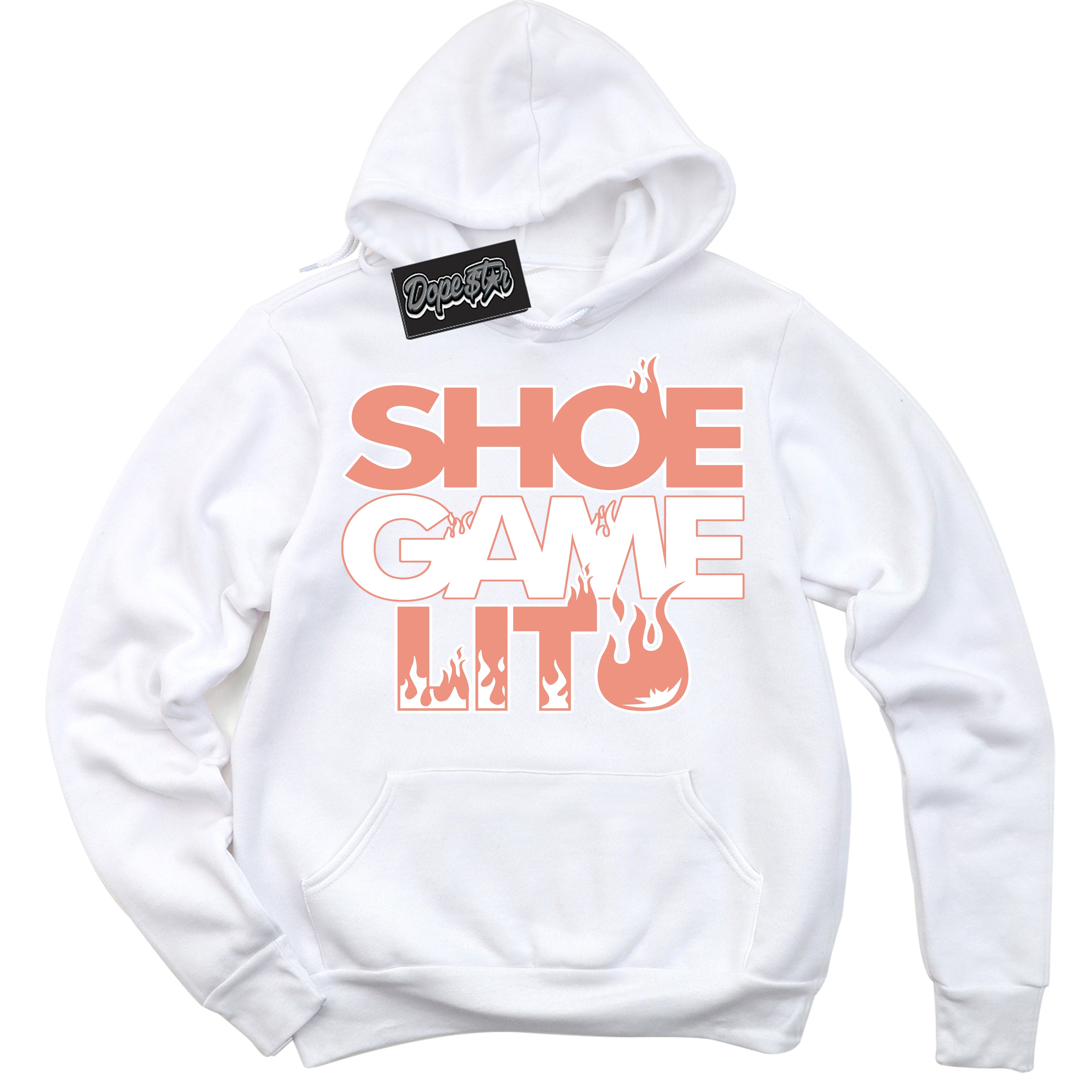 Dunk Low Light Wild Mango 'Shoe Game Lit' Hoodie – White Streetwear Sweatshirt | Sneaker Matching Hoodie for Dunk Low Light Wild Mango | Urban Fashion for Shoe Game Lit | Men's & Women's Streetwear Outfit by Sneaker Shirts Outlet.