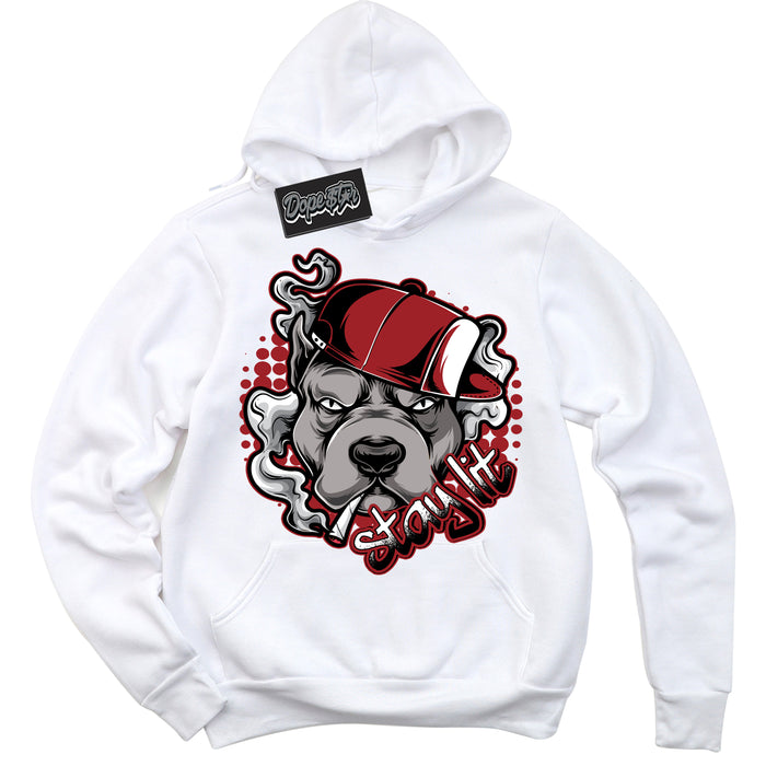 Cool White Hoodie With “ Stay Lit “  Design That Perfectly Matches Lost And Found 1s Sneakers.