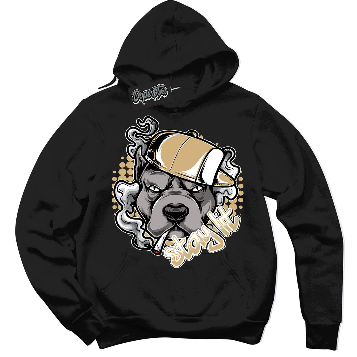 Jordan MVP White Metallic Gold ‘Stay Lit’ – Black Streetwear Hoodie | Sneaker Matching sweatshirt for Jordan MVP White Metallic Gold | Men's and Women's Streetwear Graphic Hoodie by Sneaker Shirts Outlet

