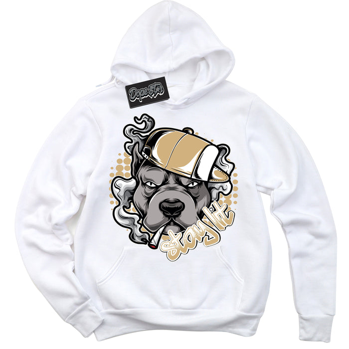 Jordan MVP White Metallic Gold ‘Stay Lit’ – White Streetwear Hoodie | Sneaker Matching sweatshirt for Jordan MVP White Metallic Gold | Men's and Women's Streetwear Graphic Hoodie by Sneaker Shirts Outlet

