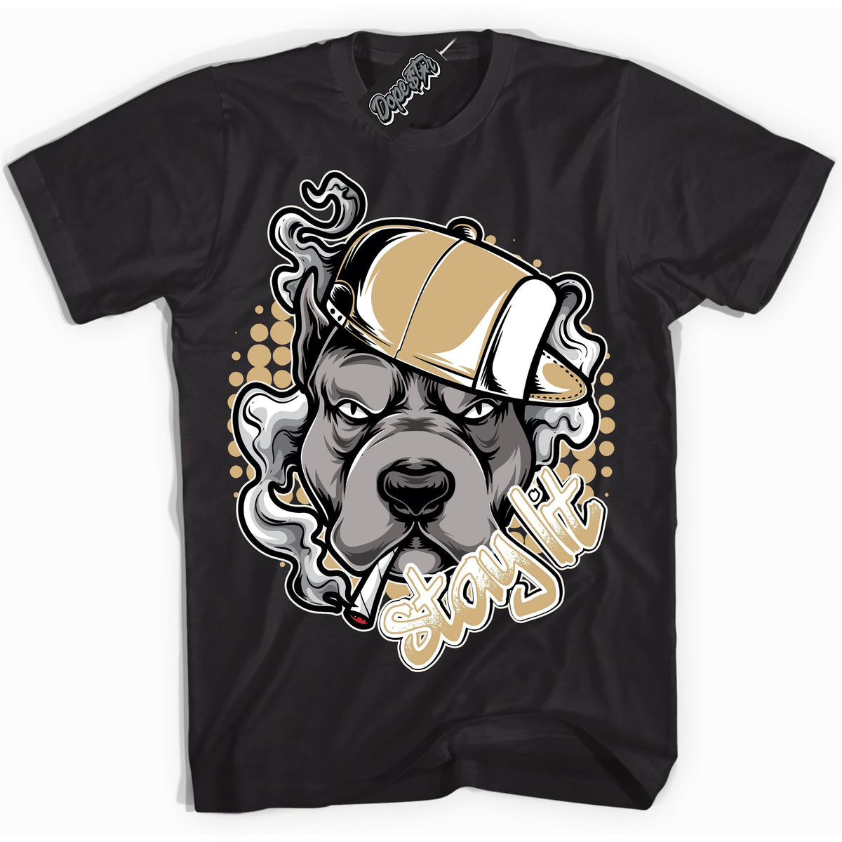 Jordan MVP White Metallic Gold ‘Stay Lit’ – Black Streetwear T-Shirt | Sneaker Matching shirt for Jordan MVP White Metallic Gold | Men's and Women's Streetwear Graphic Tee by Sneaker Shirts Outlet.

