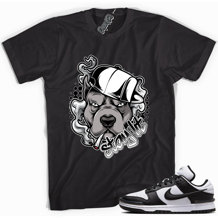 Cool black graphic tee with 'stay lit' print, that perfectly matches Nike Dunk Low Twist Panda sneakers.