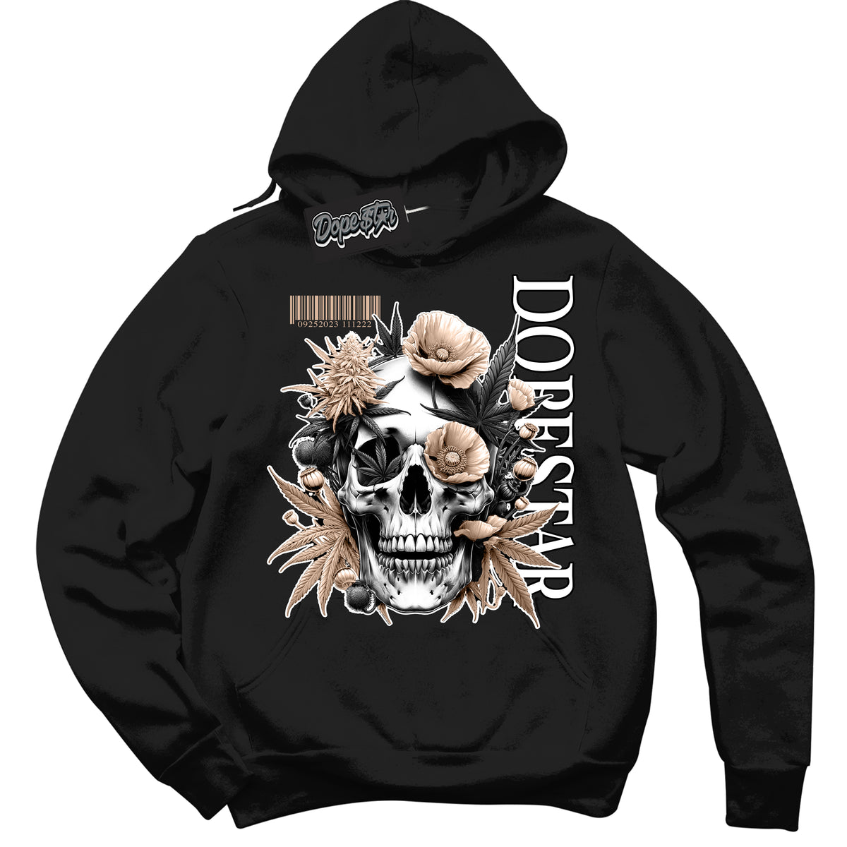 Cool Black Hoodie with “ Skull Poppies ”  design that Perfectly Matches Neapolitan 11s Sneakers.