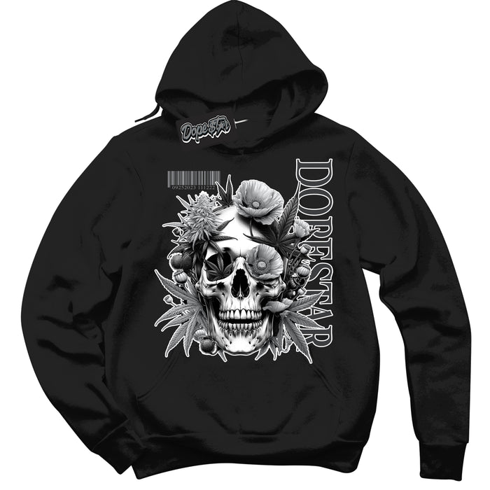 Cool Black Hoodie with “ Skull Poppies ”  design that Perfectly Matches Flint Grey 14s Sneakers.