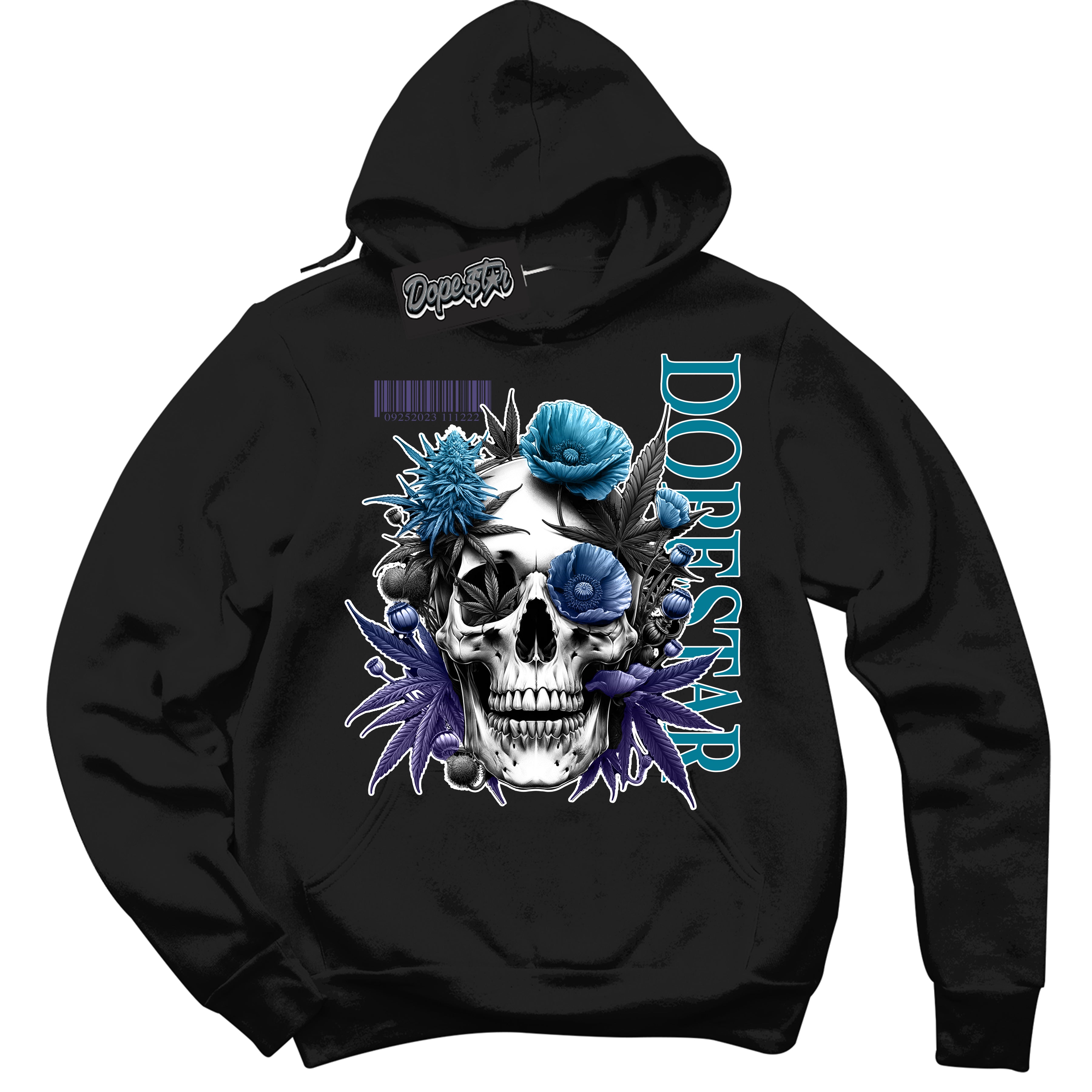 Cool Black Hoodie with “ Skull Poppies ”  design that Perfectly Matches Love Letter 14s Sneakers.