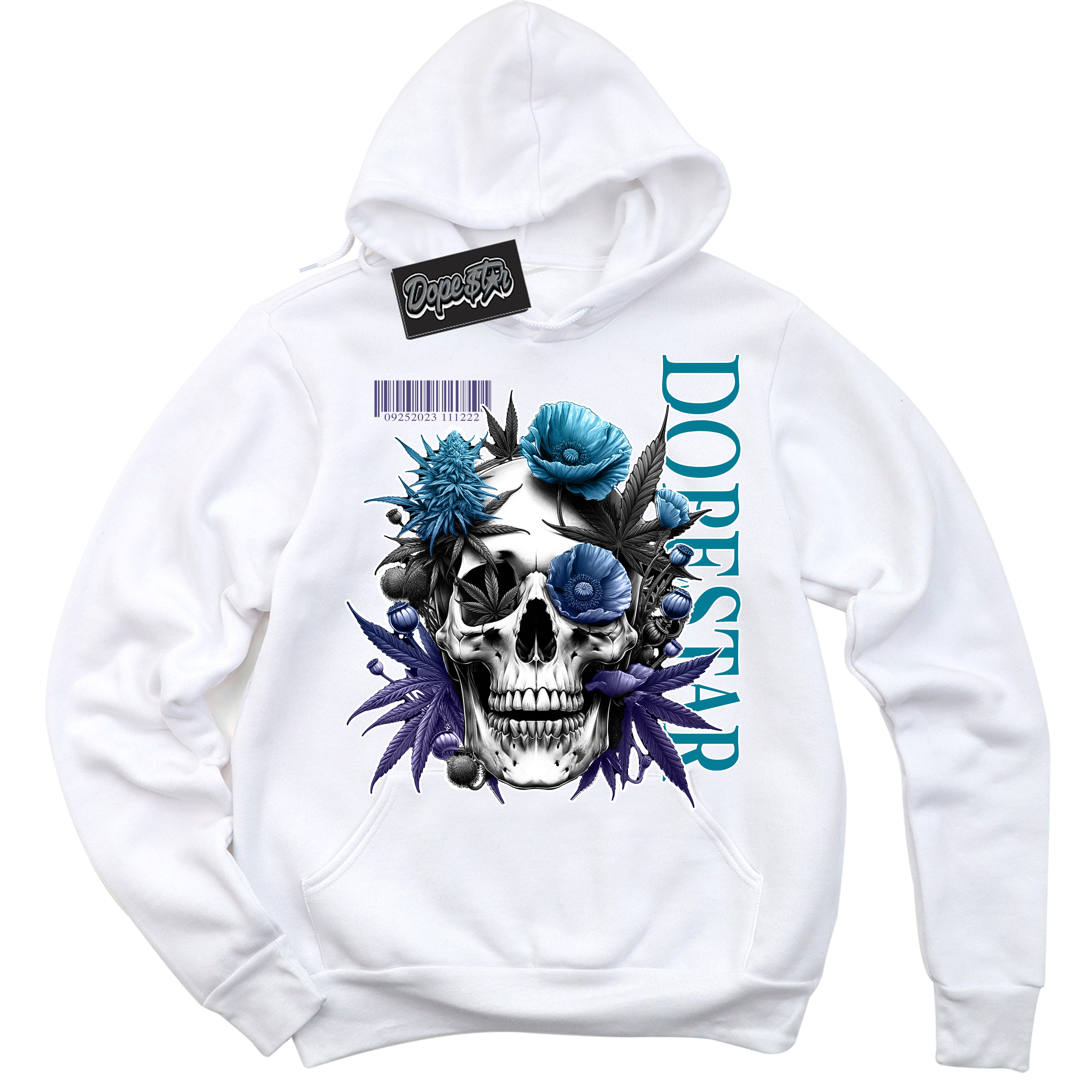 Cool White Hoodie with “ Skull Poppies ”  design that Perfectly Matches Love Letter 14s Sneakers.