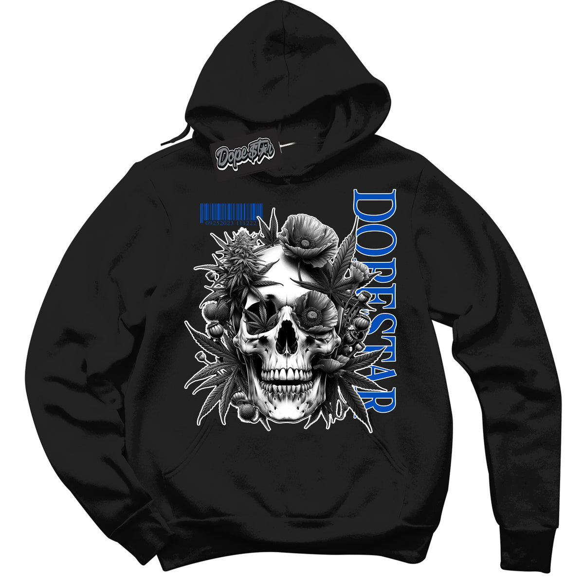Cool Black Hoodie with “ Skull Poppies ”  design that Perfectly Matches Quai 54 1s Sneakers.